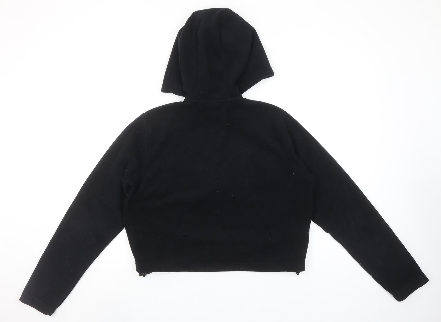 Ellesse Womens Black & Grey 1/2 Zip Hooded Pullover Size 10 Fleece Sweatshirt