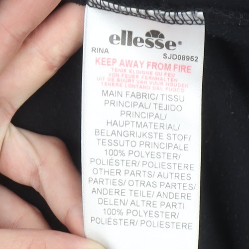 Ellesse Womens Black & Grey 1/2 Zip Hooded Pullover Size 10 Fleece Sweatshirt
