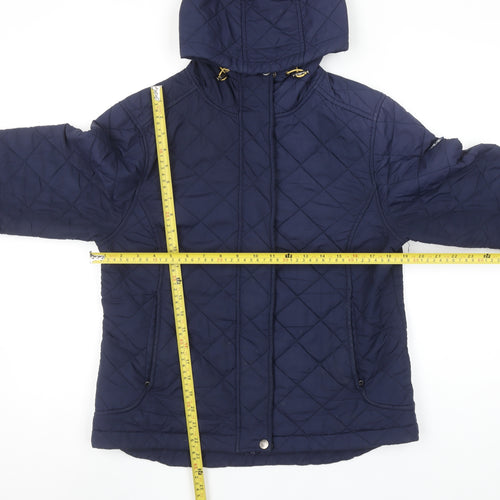 Tog Twenty Four Womens Navy Quilted Hooded Jacket Size 12-14