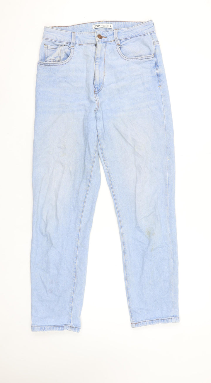 ZARA Women Blue Mom Jeans Size 10 High Rise Relaxed Fit Denim