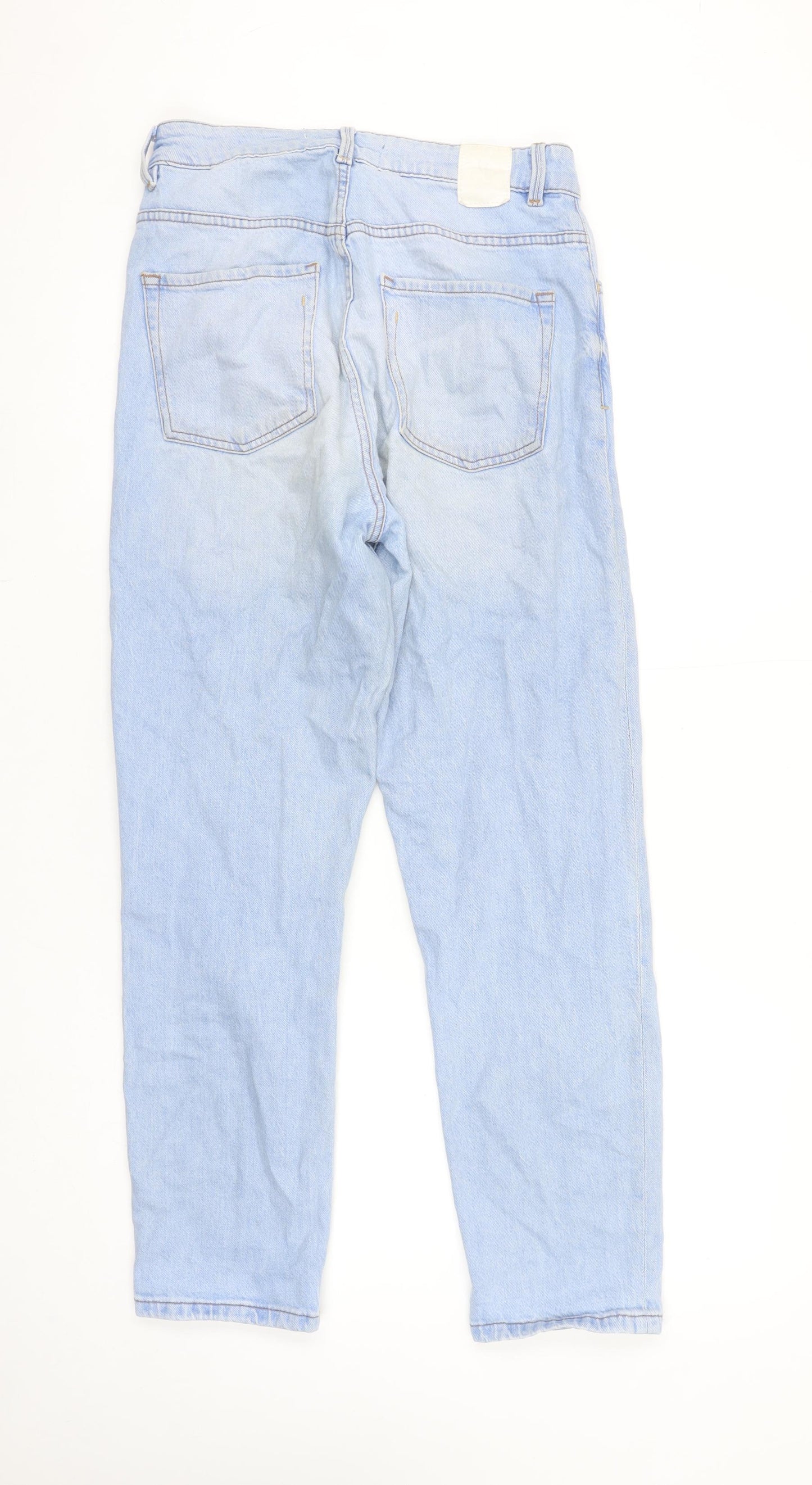 ZARA Women Blue Mom Jeans Size 10 High Rise Relaxed Fit Denim