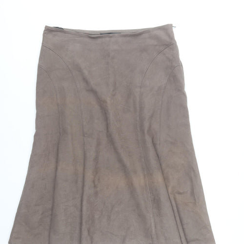 BHS Women’s Brown A-Line Midi Skirt Size 14 Lined Polyester