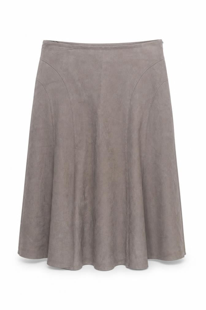 Front view of BHS Women’s Brown A-Line Midi Skirt, size UK 14, Lined Polyester