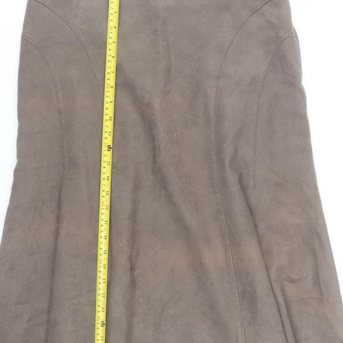 BHS Women’s Brown A-Line Midi Skirt Size 14 Lined Polyester