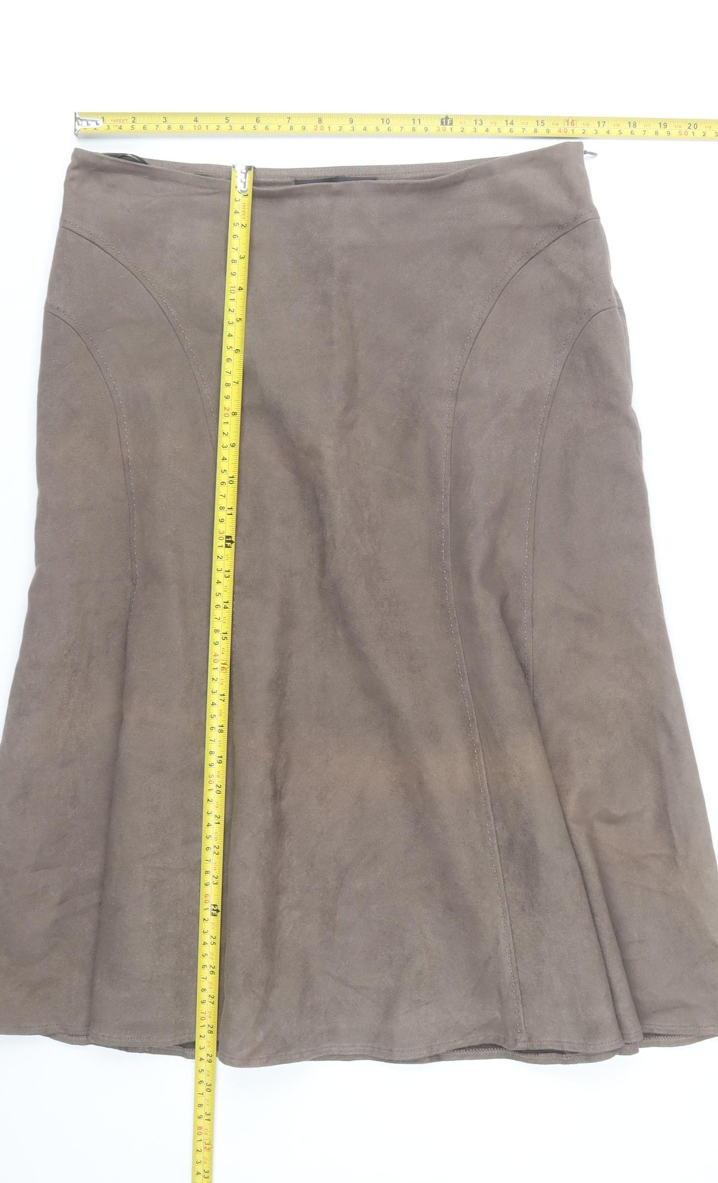 BHS Women’s Brown A-Line Midi Skirt Size 14 Lined Polyester
