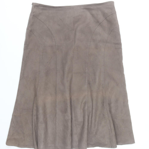 BHS Women’s Brown A-Line Midi Skirt Size 14 Lined Polyester