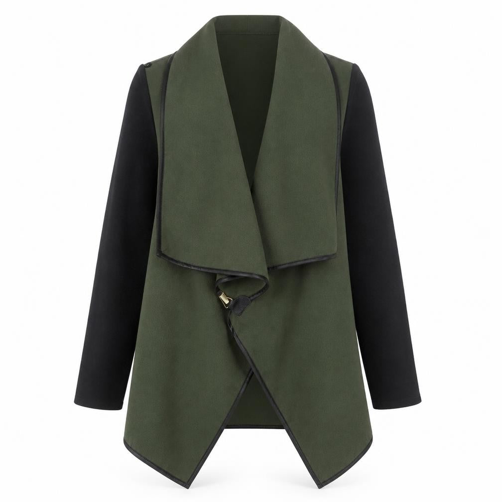 Front view of Apricot Women’s Green Coatigan S Basic Open Front Mid Length Jacket