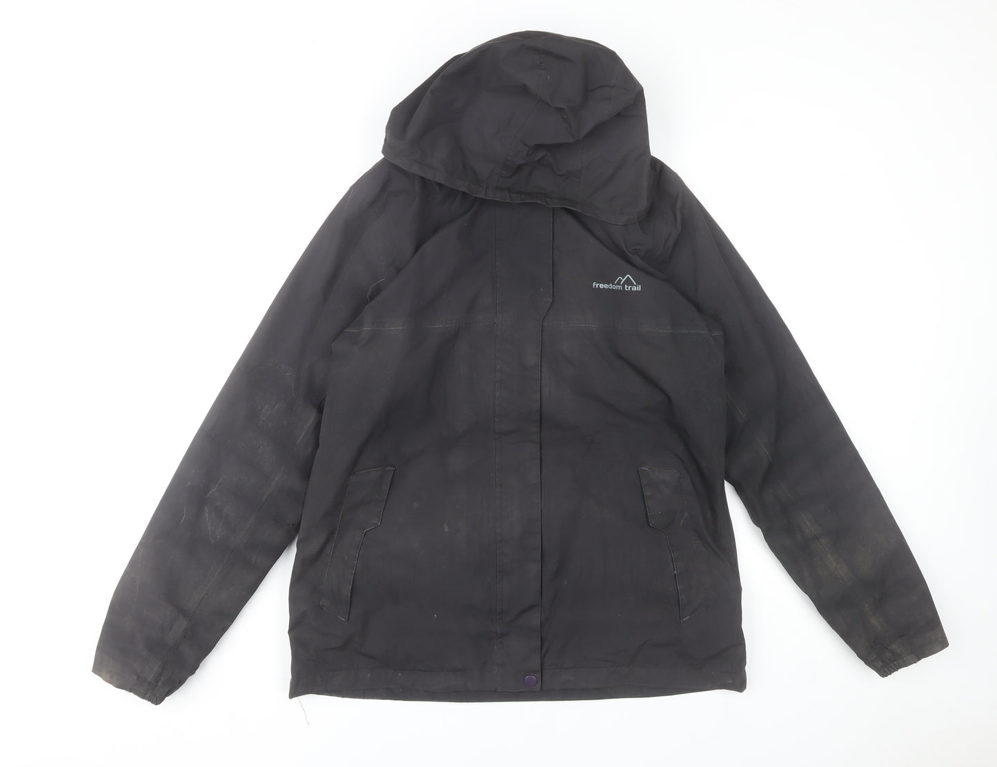 Freedom Trail Women's Black Hooded Waterproof Parka Jacket Size 12