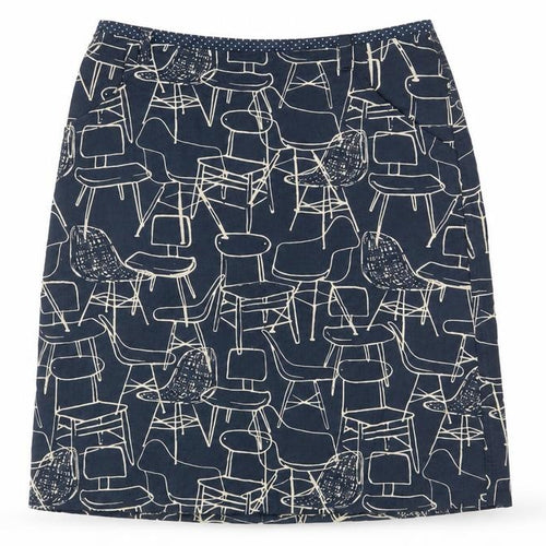 White Stuff Women's Blue Art Print Cotton Knee Length Skirt Size 8