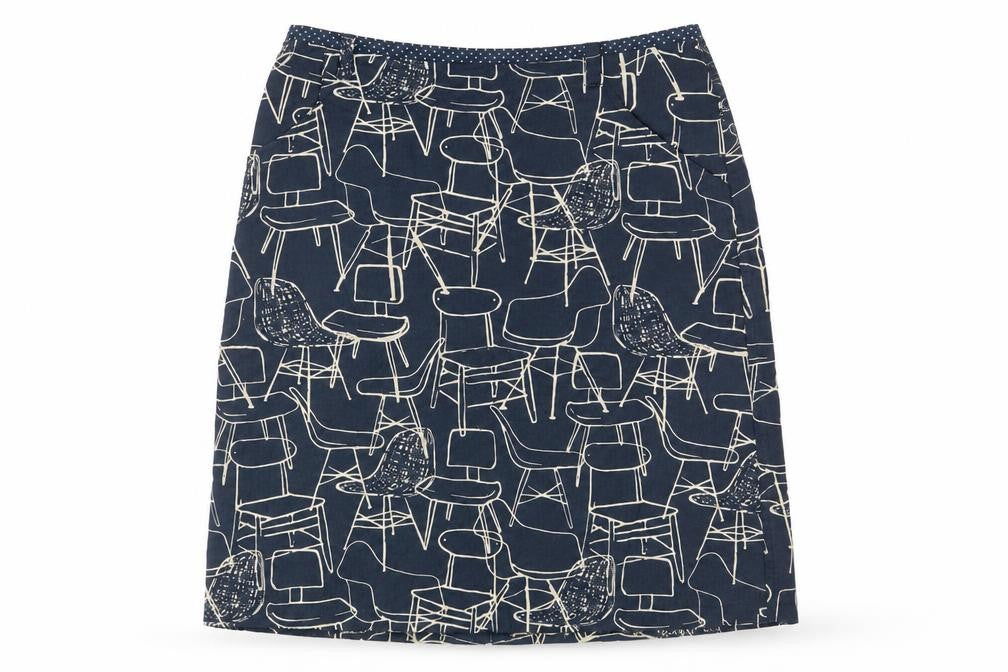 White Stuff Women's Blue Art Print Cotton Knee Length Skirt Size 8