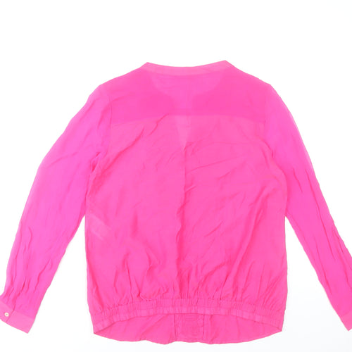 NAF NAF Womens Pink Embroidered Long Sleeve Tunic Blouse Size 10