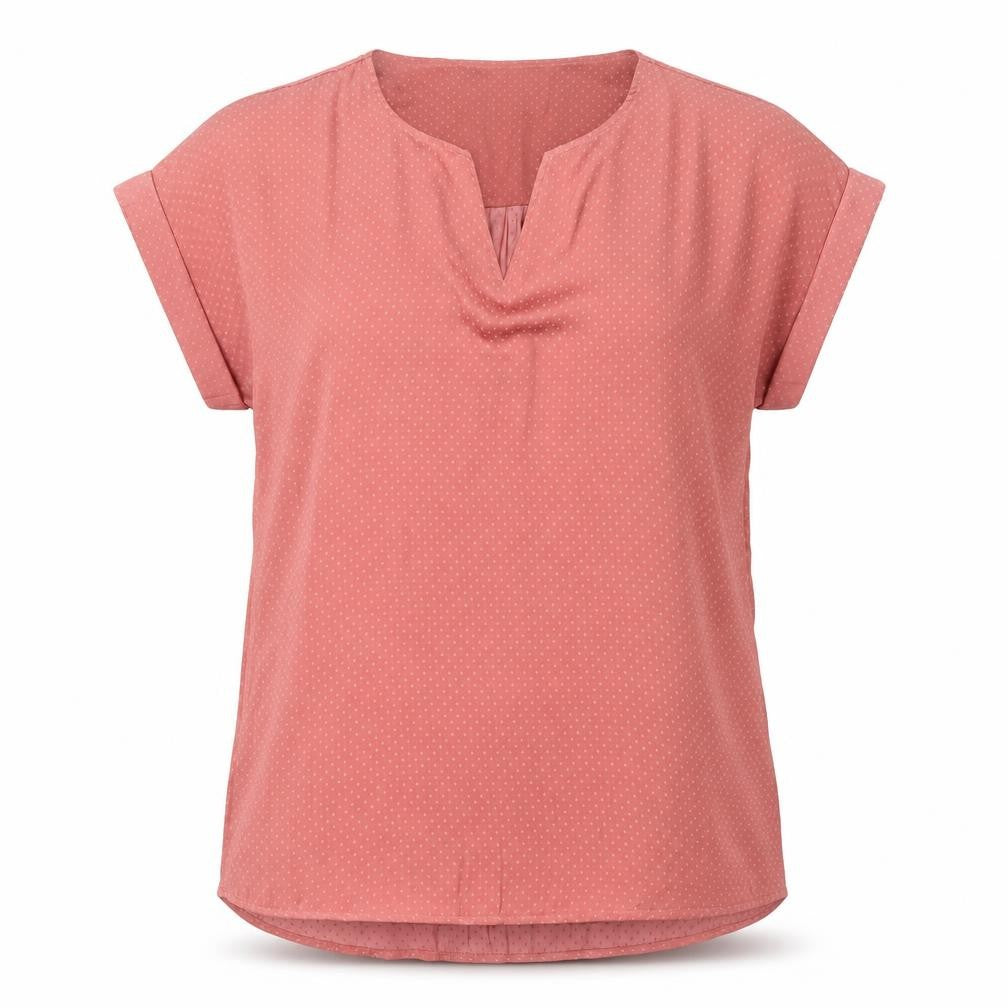 Saint Tropez Women's Pink Polka Dot V-Neck Short Sleeve Blouse Size S