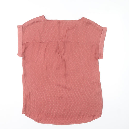 Saint Tropez Women's Pink Polka Dot V-Neck Short Sleeve Blouse Size S