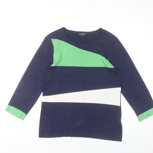 Marble Womens Blue Green Cotton Pullover Jumper Size 10