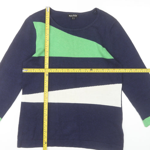 Marble Womens Blue Green Cotton Pullover Jumper Size 10