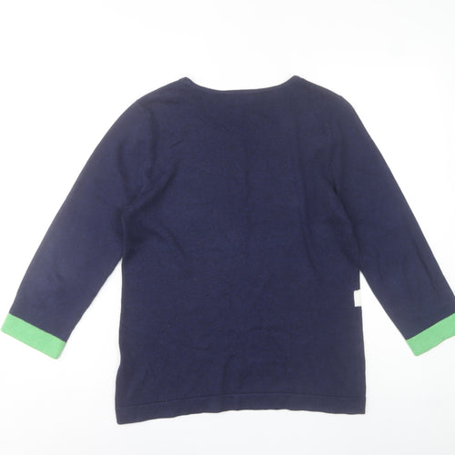 Marble Womens Blue Green Cotton Pullover Jumper Size 10