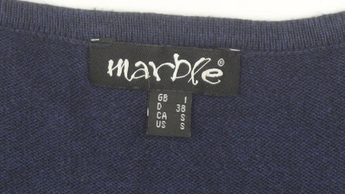Marble Womens Blue Green Cotton Pullover Jumper Size 10