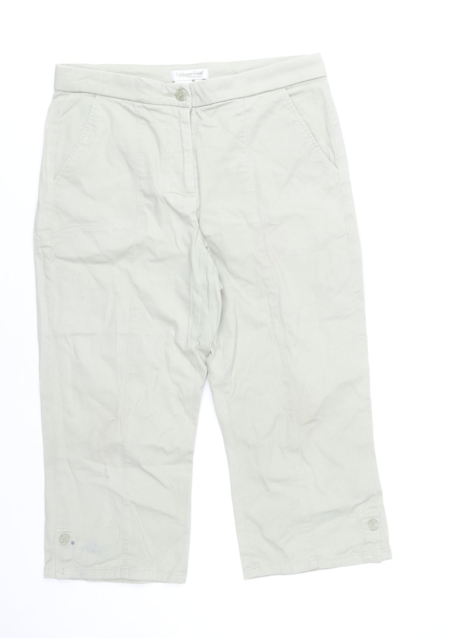 Coldwater Creek Women's Beige Cotton Capri Trousers Size 10 Petites