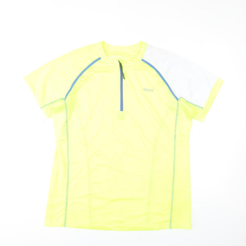 ARSUXEO Men's Yellow XL Short Sleeve Quick Dry 1/4 Zip Running Top