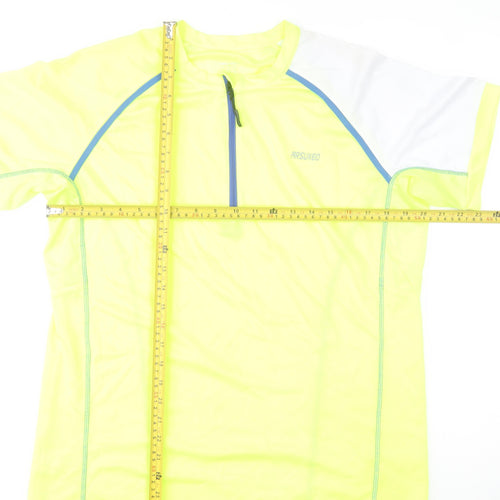 ARSUXEO Men's Yellow XL Short Sleeve Quick Dry 1/4 Zip Running Top