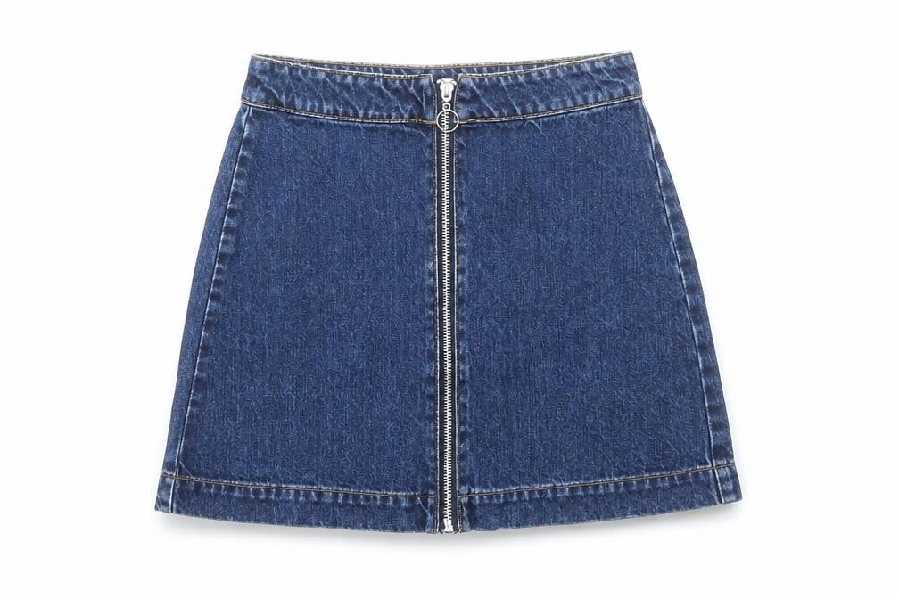 Pull&Bear Women's Blue Denim A-Line Mini Skirt Size S