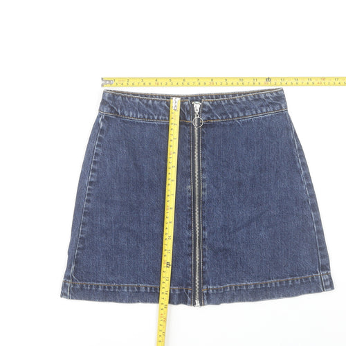 Pull&Bear Women's Blue Denim A-Line Mini Skirt Size S