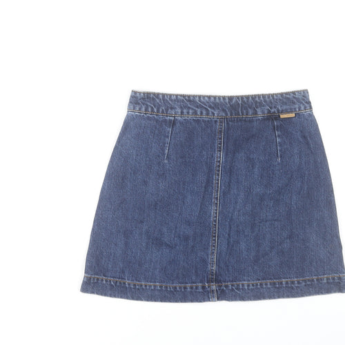 Pull&Bear Women's Blue Denim A-Line Mini Skirt Size S