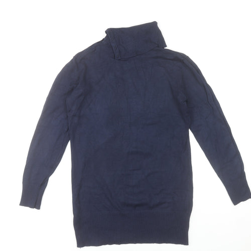 Esmara Women's Blue High Neck Button Pullover Jumper Size 14