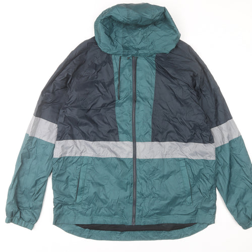 Dunnes Stores Men's Green XL Windbreaker Jacket Hooded Lightweight