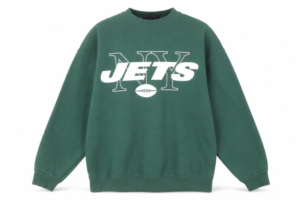 Front view of Primark NFL NY Jets Green Sweatshirt 2XS Women Cotton Blend Pullover