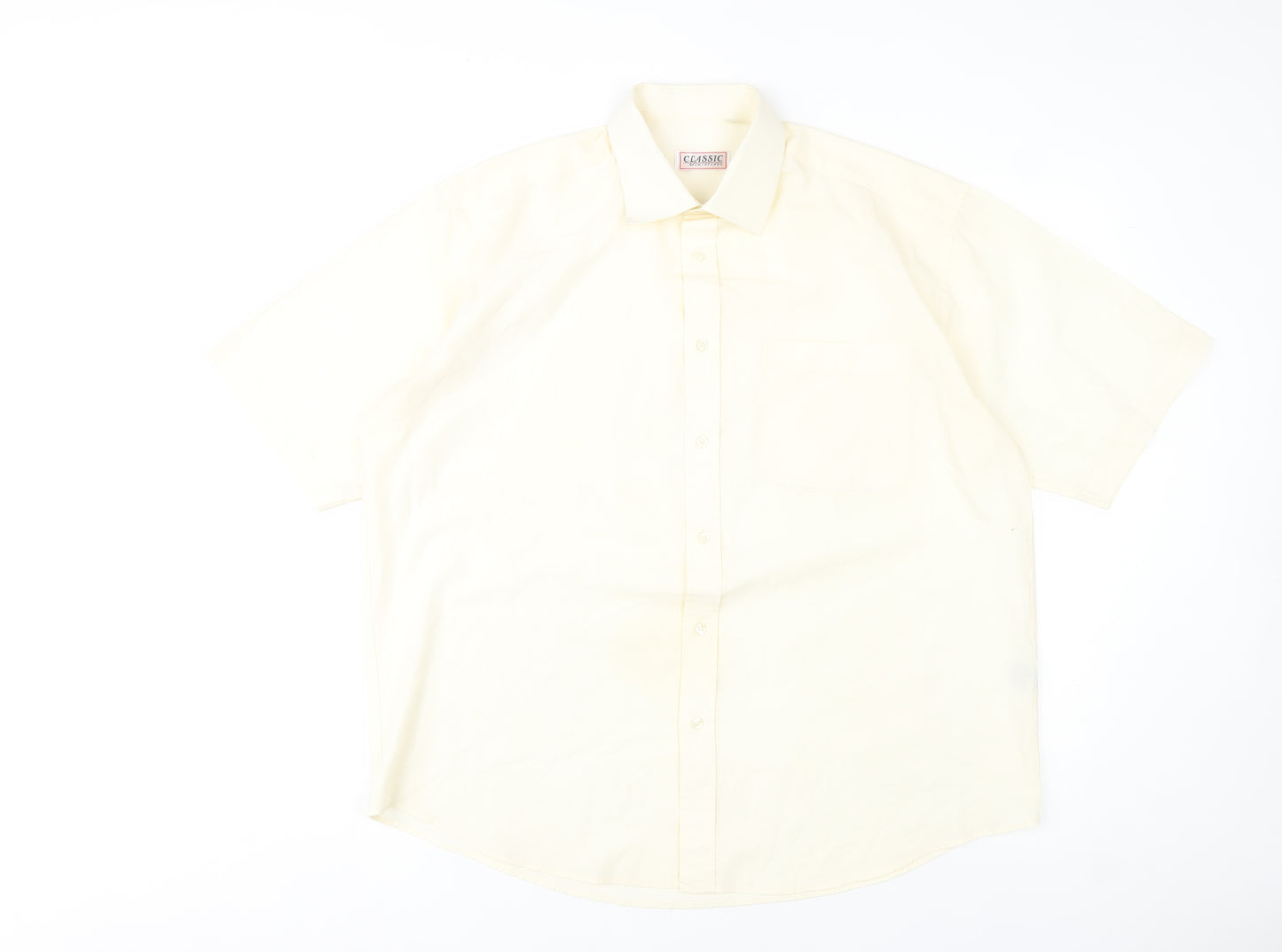 Classic Shirtings Men's Ivory Short Sleeve Dress Shirt Size L 42 Regular Fit