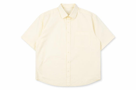 Classic Shirtings Men's Ivory Short Sleeve Dress Shirt Size L 42 Regular Fit