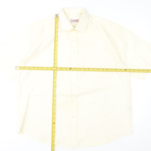 Classic Shirtings Men's Ivory Short Sleeve Dress Shirt Size L 42 Regular Fit