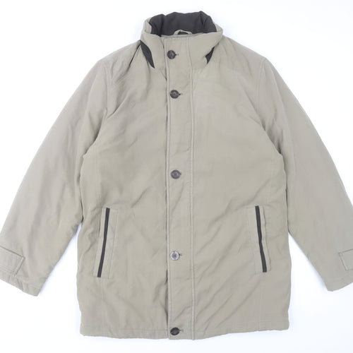 Frank Eden Men's Beige 38R Mid-Length Button Jacket