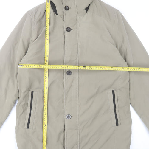 Frank Eden Men's Beige 38R Mid-Length Button Jacket