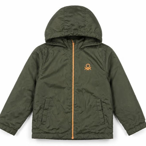 United Colors of Benetton Boys Green Hooded Puffer Jacket Size 6-7 Years