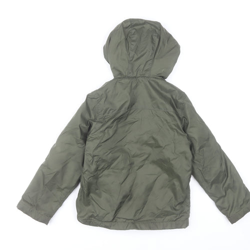United Colors of Benetton Boys Green Hooded Puffer Jacket Size 6-7 Years