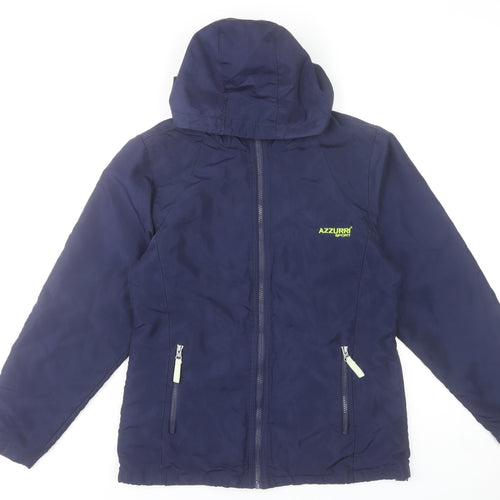 Azzurri Sport Men's Blue Hooded Windbreaker Jacket Size M