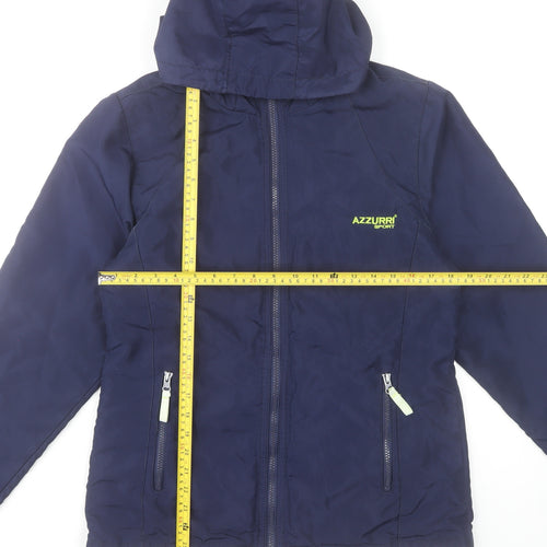 Azzurri Sport Men's Blue Hooded Windbreaker Jacket Size M