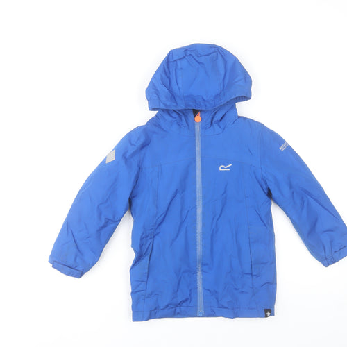 Regatta Boys Blue Waterproof Hooded Rain Coat Jacket 3-4 Years