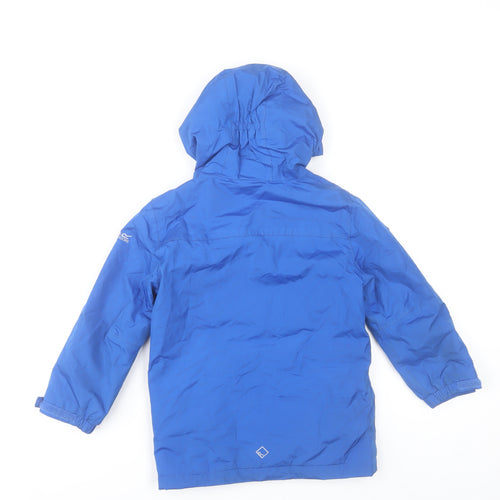 Regatta Boys Blue Waterproof Hooded Rain Coat Jacket 3-4 Years