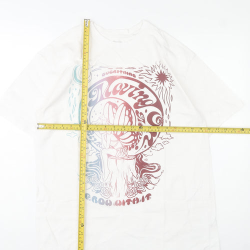 Bershka Men's White Fairy Graphic Print Cotton T-Shirt Size M