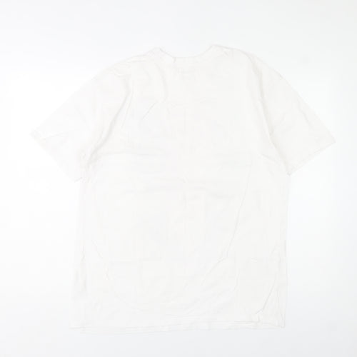Bershka Men's White Fairy Graphic Print Cotton T-Shirt Size M