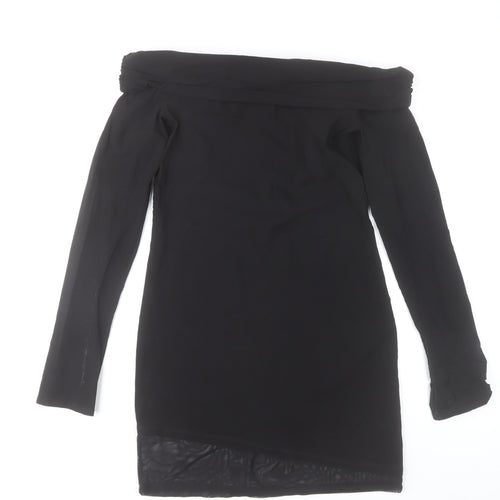 ASOS Women’s Black Off Shoulder Long Sleeve Stretch Bodycon Dress Size 12-14
