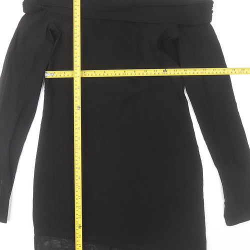 ASOS Women’s Black Off Shoulder Long Sleeve Stretch Bodycon Dress Size 12-14