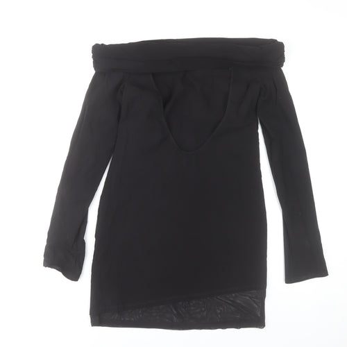 ASOS Women’s Black Off Shoulder Long Sleeve Stretch Bodycon Dress Size 12-14