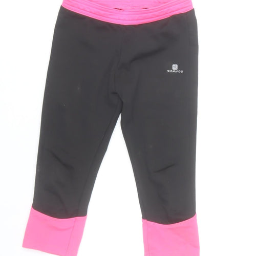 Domyos Girls Black & Pink Cropped Activewear Leggings 8 Years
