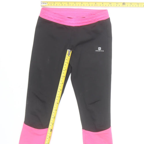 Domyos Girls Black & Pink Cropped Activewear Leggings 8 Years