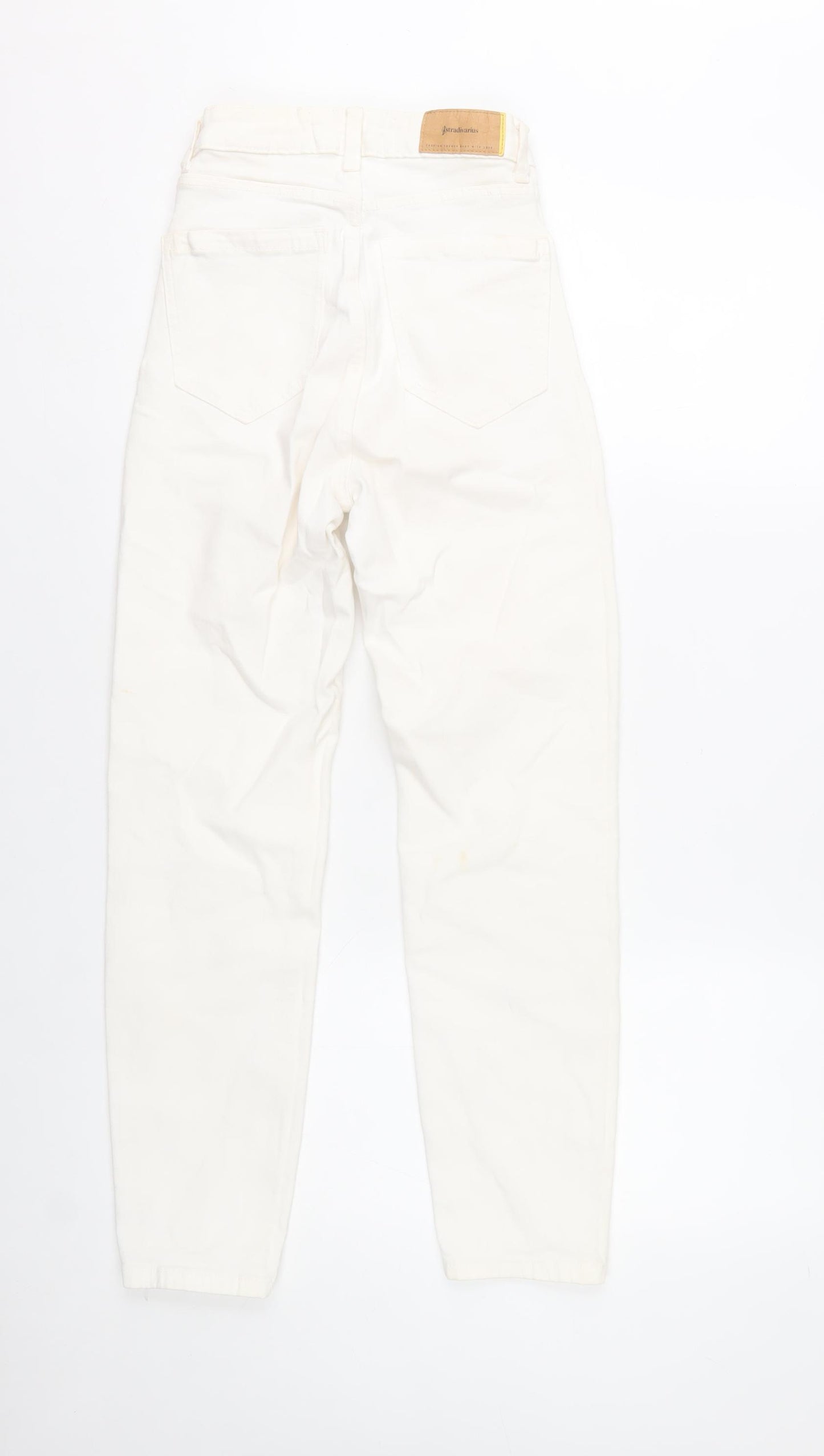 Stradivarius Women Ivory Mom Slim High Rise Jeans Size 4
