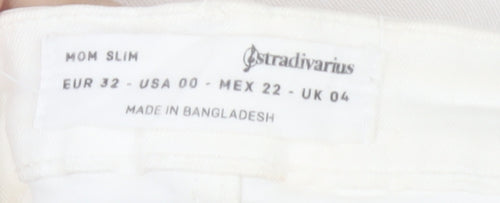 Stradivarius Women Ivory Mom Slim High Rise Jeans Size 4
